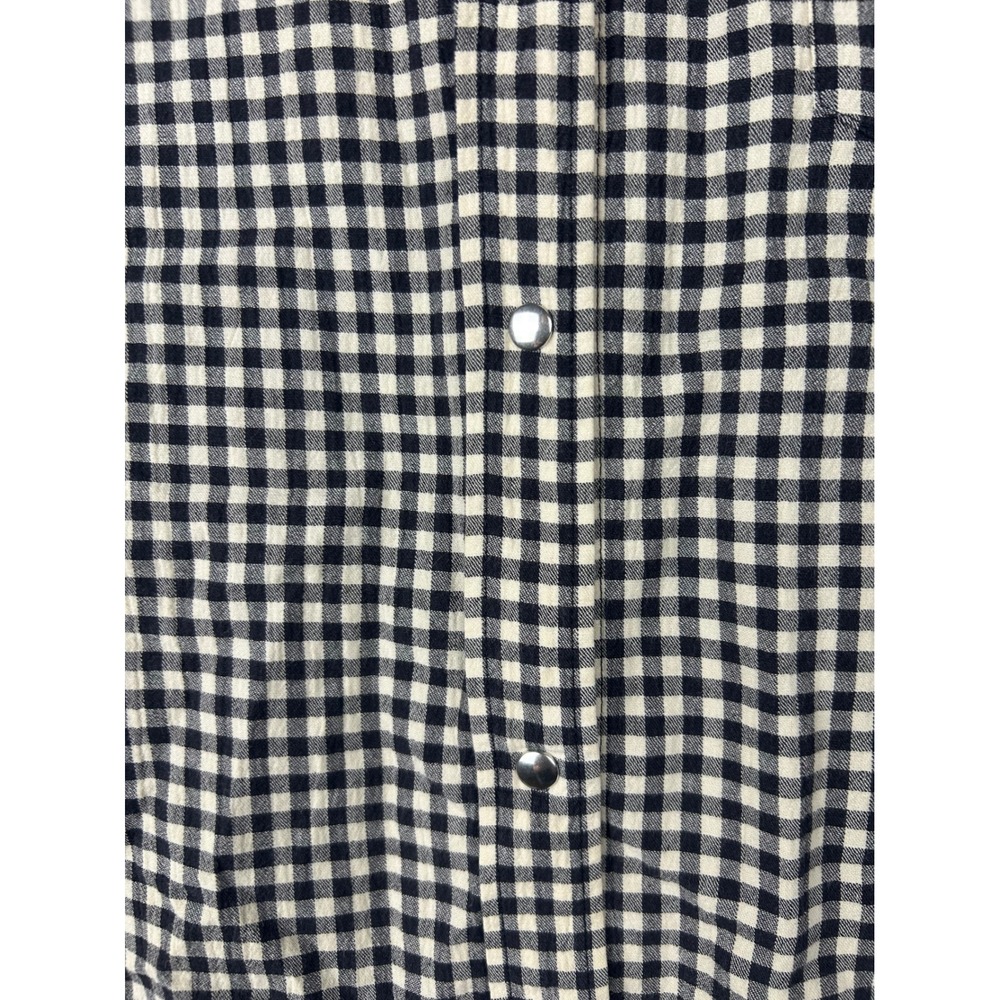 Helmut Lang Gingham Cotton Wool Snap Button Down Shirt Black White Small - Picture 4 of 10